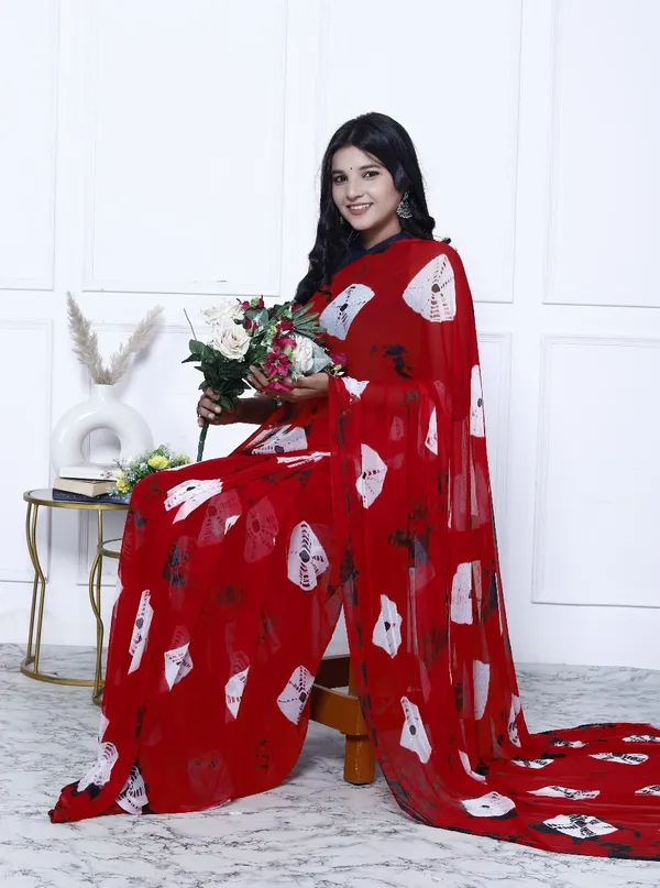 Red_Pure_Chiffon_Trendy_Bandhini_Chiffon_Sarees_For_Women