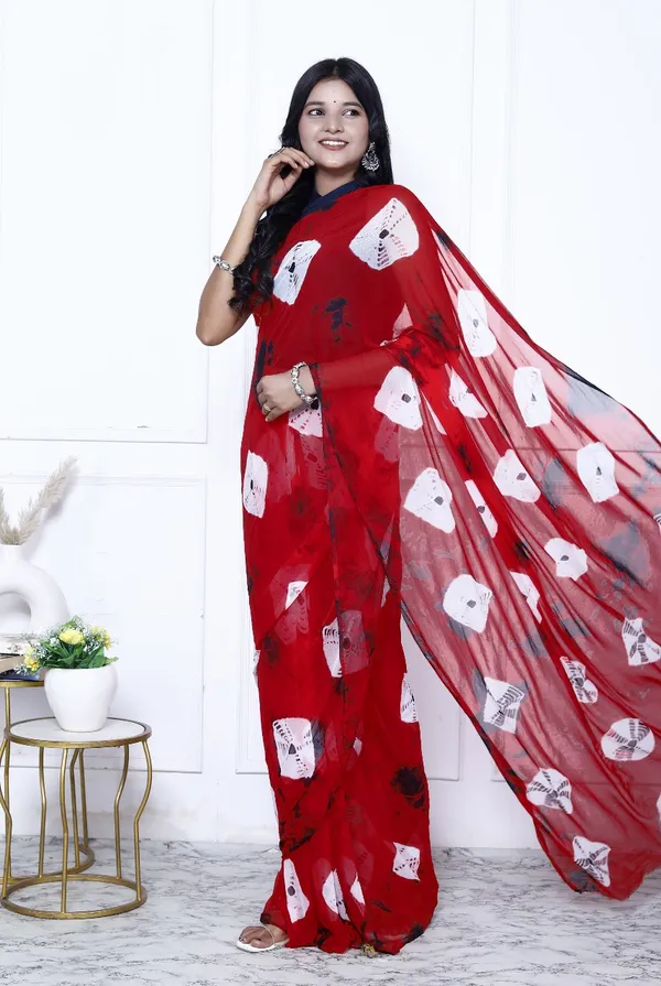 Red_Pure_Chiffon_Trendy_Bandhini_Chiffon_Sarees_For_Women