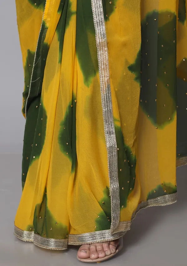 Yellow_Trendy_Chiffon_Printed_Printed_Leheriya_Check_Printed_Stone_Work_Sarees_For_Women