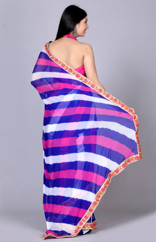 Pink_Pure_Chiffon_Leheriya_Embroidered_Border_Sarees_For_Women
