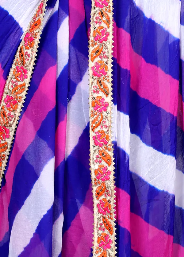 Pink_Pure_Chiffon_Leheriya_Embroidered_Border_Sarees_For_Women