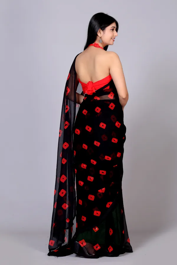 Black_Bandhani_Printed_Chiffon_Printed_Sarees_For_Women