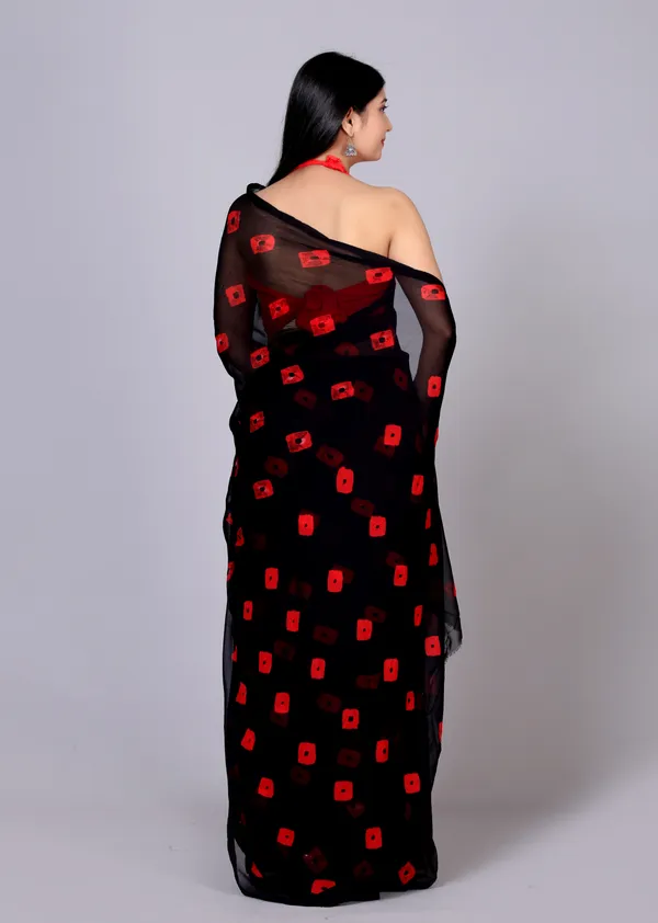 Black_Bandhani_Printed_Chiffon_Printed_Sarees_For_Women