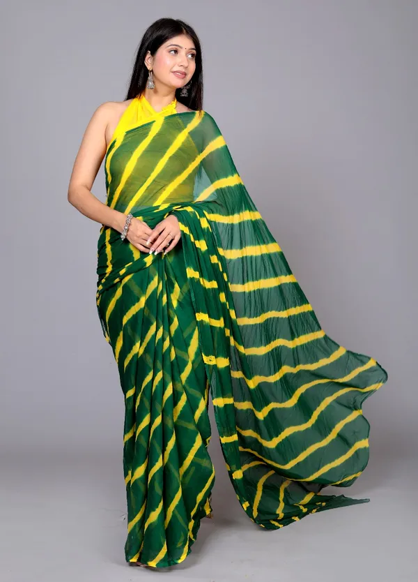 Green_Pure_Chiffon_Printed_Saree_Leheriya_Printed_Sarees_For_Women