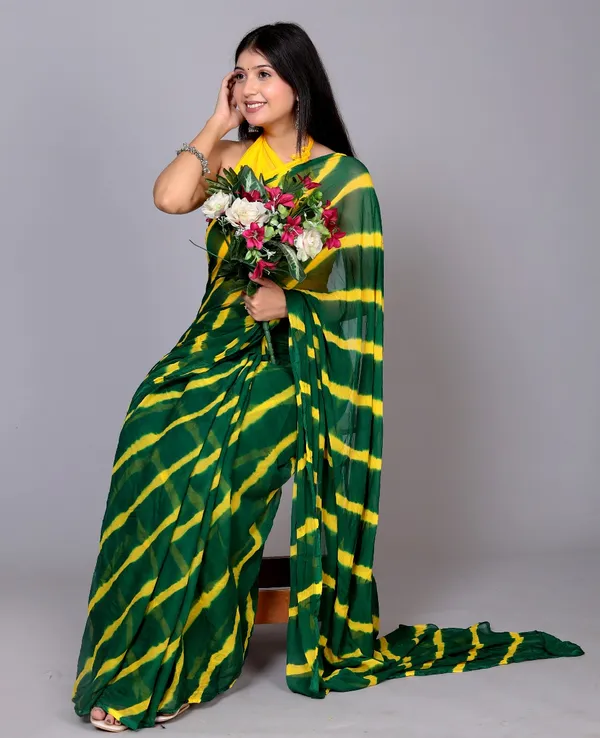 Green_Pure_Chiffon_Printed_Saree_Leheriya_Printed_Sarees_For_Women