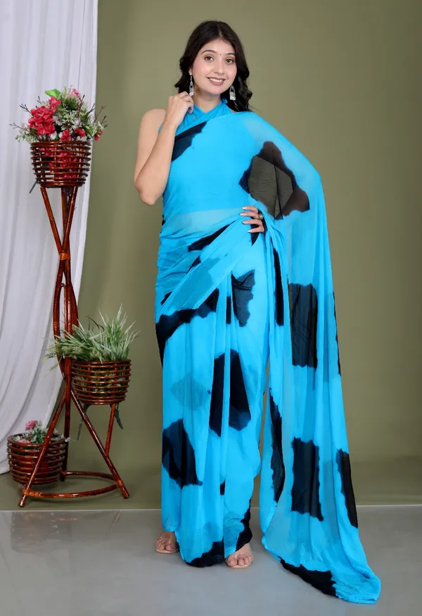 Black_Pure_Chiffon_Trendy_Checked_Leheriya_Chiffon_Sarees_For_Women