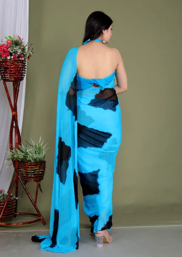 Black_Pure_Chiffon_Trendy_Checked_Leheriya_Chiffon_Sarees_For_Women