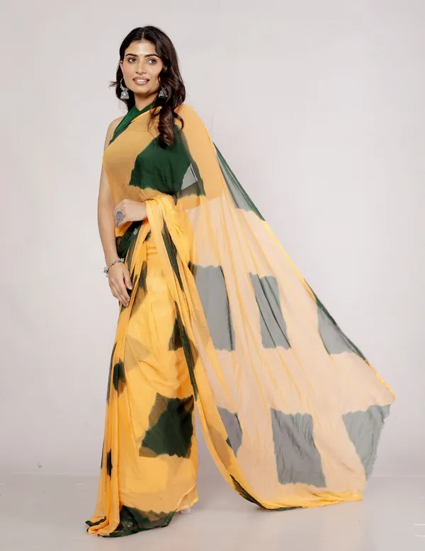 Green_Pure_Chiffon_Printed_Checked_Printed_Sarees_For_Women