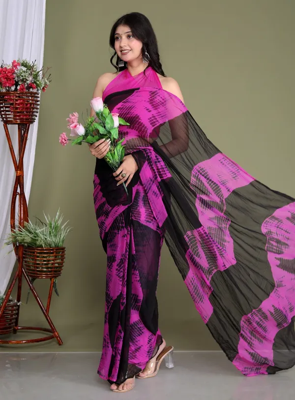 Black_Pure_Chiffon_Trendy_Shibrori_Leheriya_Chiffon_Sarees_For_Women