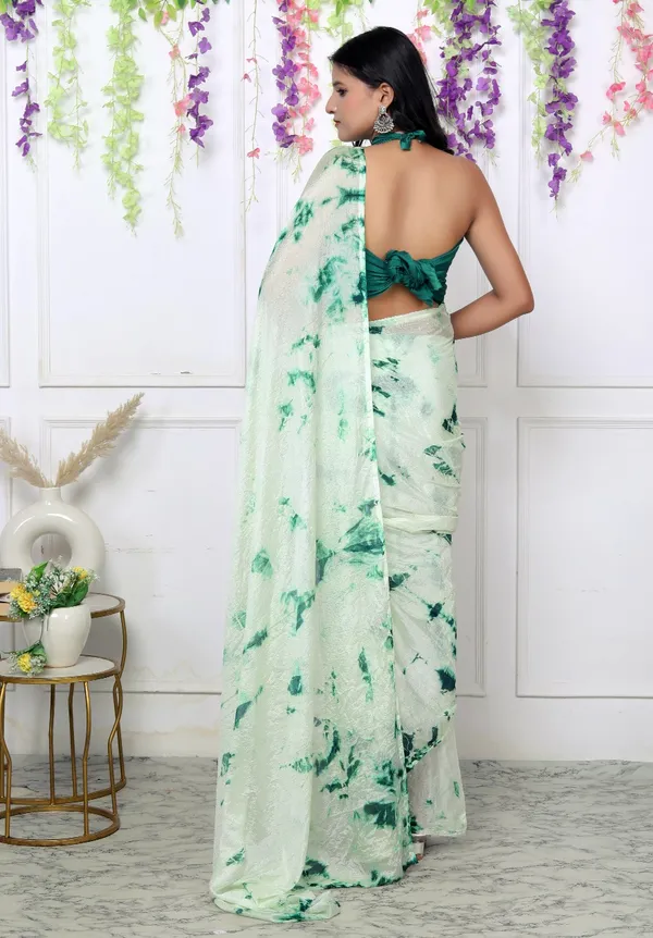 Green_Silk_Trendy_Checked_Shibori_Tie_And_Dye_Chiffon_Sarees_For_Women