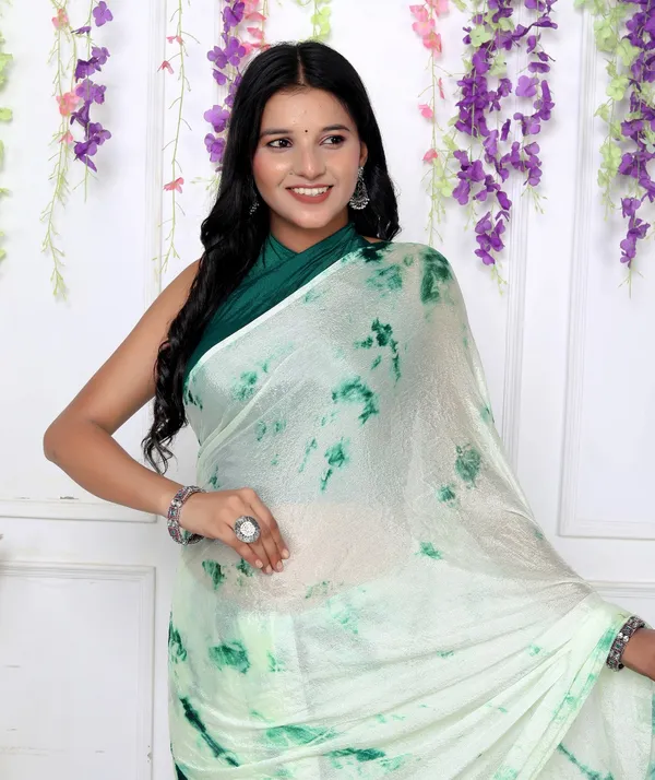 Green_Silk_Trendy_Checked_Shibori_Tie_And_Dye_Chiffon_Sarees_For_Women