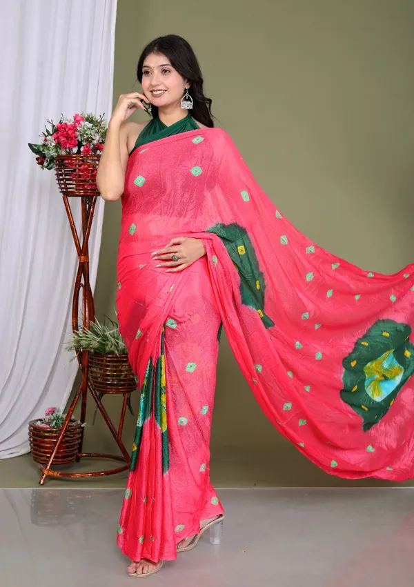 Pink_Pure_Chinon_Silk_Trendy_Bandhini_Chiffon_Sarees_For_Women