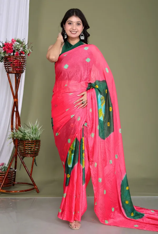 Pink_Pure_Chinon_Silk_Trendy_Bandhini_Chiffon_Sarees_For_Women