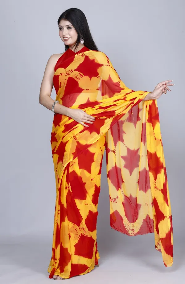 Red_Pure_Chiffon_Trendy_Shibori_Tie_And_Dye_Chiffon_Sarees_For_Women