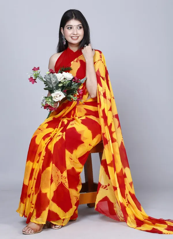 Red_Pure_Chiffon_Trendy_Shibori_Tie_And_Dye_Chiffon_Sarees_For_Women