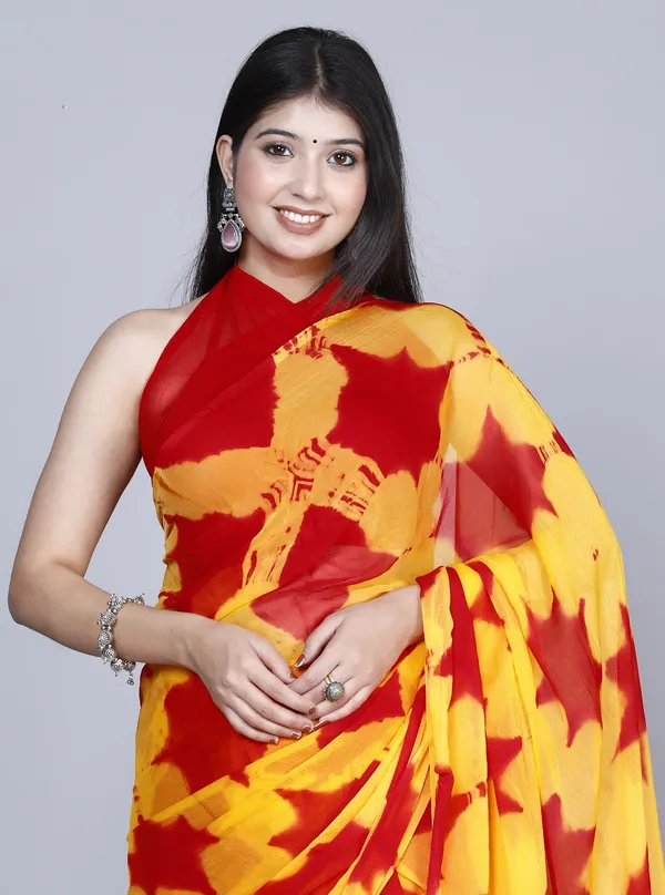 Red_Pure_Chiffon_Trendy_Shibori_Tie_And_Dye_Chiffon_Sarees_For_Women