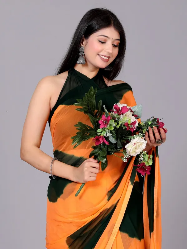 Peach_Pure_Chiffon_Trendy_Checked_Leheriya_Chiffon_Sarees_For_Women