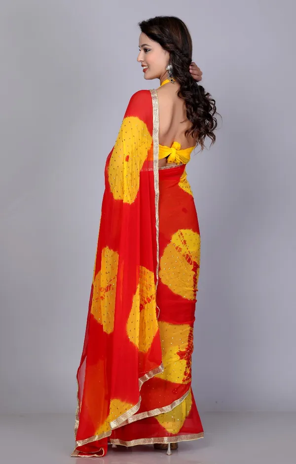 Red_Trendy_Chiffon_Printed_Printed_Bandhini_Check_Printed_Stone_Work_Sarees_For_Women