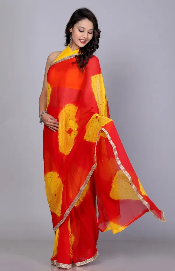 Red_Trendy_Chiffon_Printed_Printed_Bandhini_Check_Printed_Stone_Work_Sarees_For_Women