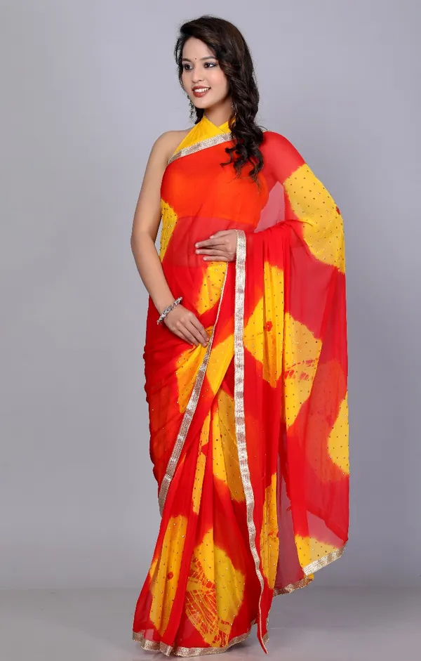Red_Trendy_Chiffon_Printed_Printed_Bandhini_Check_Printed_Stone_Work_Sarees_For_Women