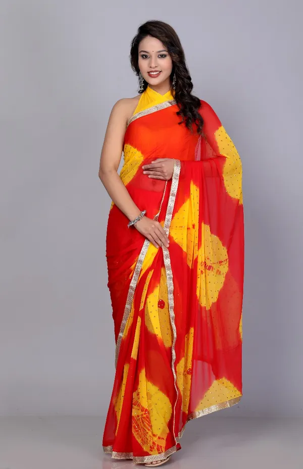 Red_Trendy_Chiffon_Printed_Printed_Bandhini_Check_Printed_Stone_Work_Sarees_For_Women