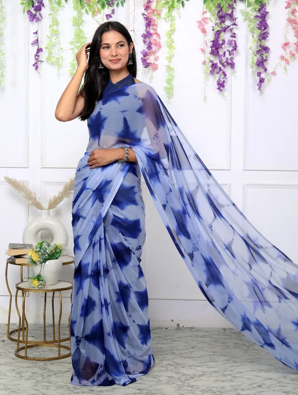 Blue_Pure_Chiffon_Trendy_Checked_Shibori_Tie_And_Dye_Chiffon_Sarees_For_Women