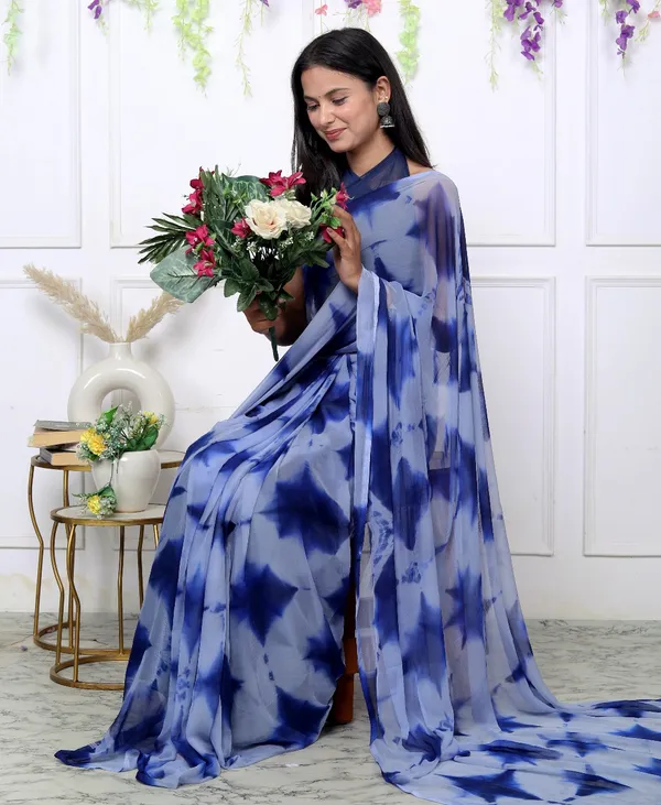 Blue_Pure_Chiffon_Trendy_Checked_Shibori_Tie_And_Dye_Chiffon_Sarees_For_Women