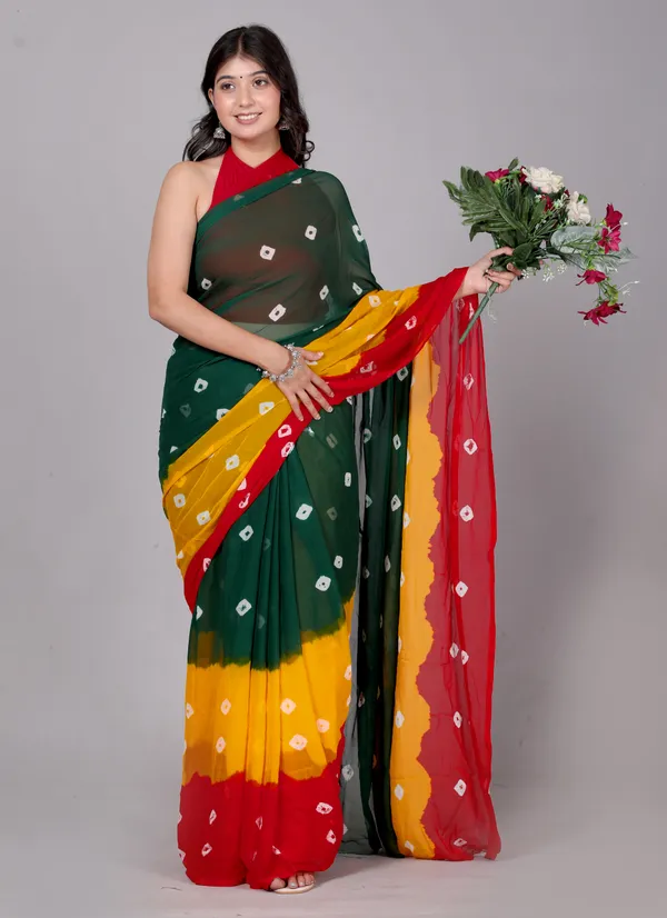 Red_Bandhani_Printed_Chiffon_Printed__Sarees_For_Women