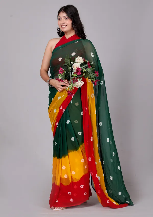 Red_Bandhani_Printed_Chiffon_Printed__Sarees_For_Women