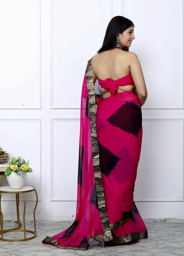 Pink_Pure_Chiffon_Trendy_Checked_Border_Lace_Chiffon_Sarees_For_Women