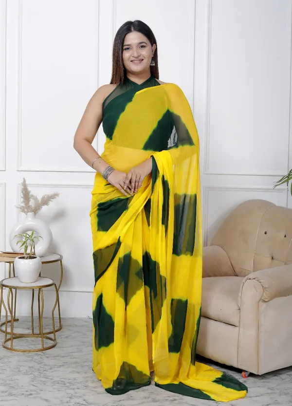 Green_Pure_Chiffon_Printed_Checked_Printed_Sarees_For_Women