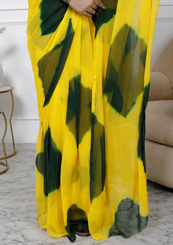 Green_Pure_Chiffon_Printed_Checked_Printed_Sarees_For_Women