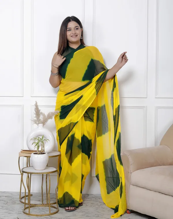 Green_Pure_Chiffon_Printed_Checked_Printed_Sarees_For_Women
