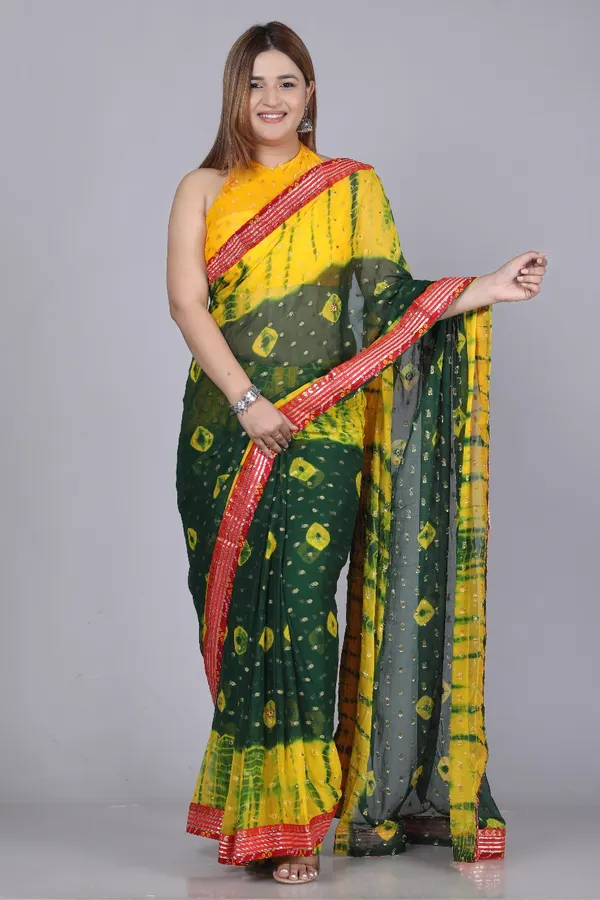 Green_Pure_Chiffon_Printed_Bandhani_Printed_Stone_Work_Sarees_For_Women