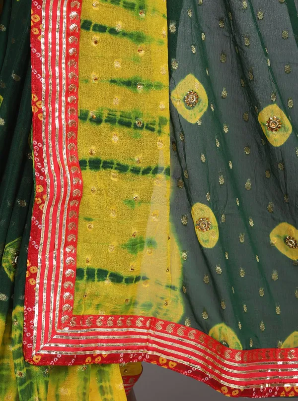 Green_Pure_Chiffon_Printed_Bandhani_Printed_Stone_Work_Sarees_For_Women