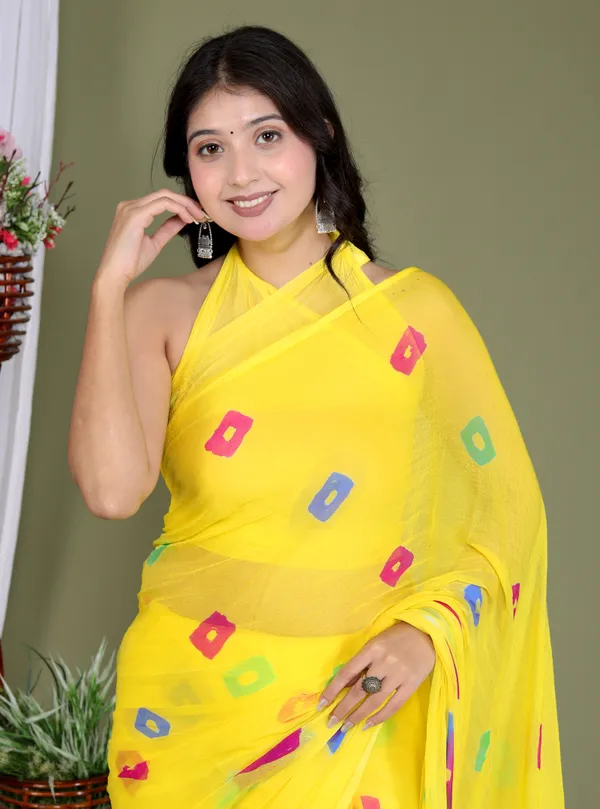Yellow_Pure_Chiffon_Trendy_Bandhini_Saree_Chiffon_Sarees_For_Women