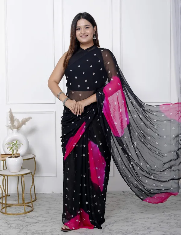 Black_Pure_Chiffon_Printed_Bandhani_Printed_Sarees_For_Women