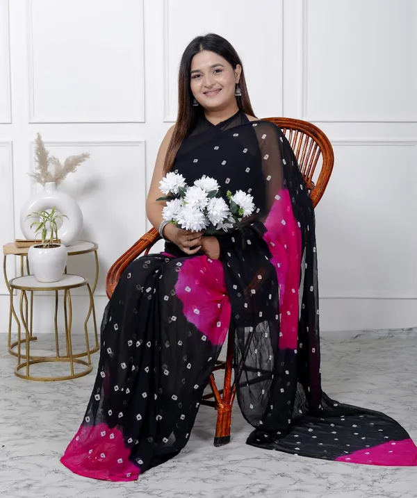 Black_Pure_Chiffon_Printed_Bandhani_Printed_Sarees_For_Women