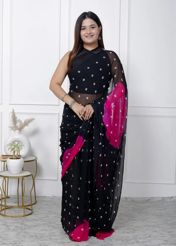 Black_Pure_Chiffon_Printed_Bandhani_Printed_Sarees_For_Women