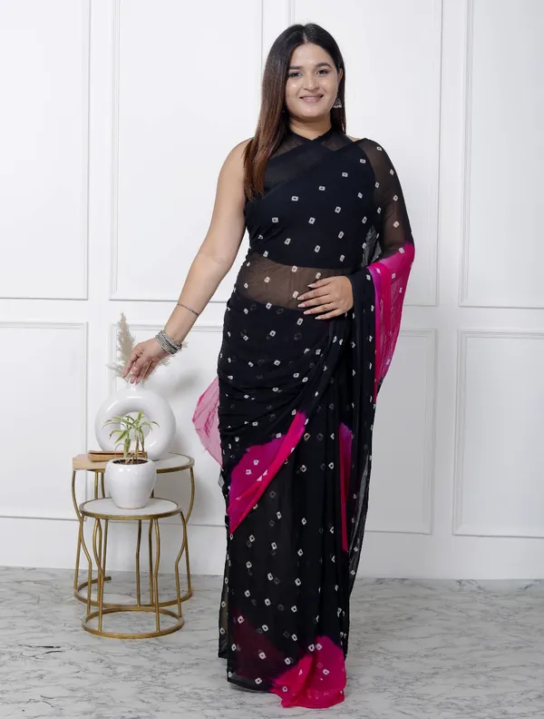 Black_Pure_Chiffon_Printed_Bandhani_Printed_Sarees_For_Women