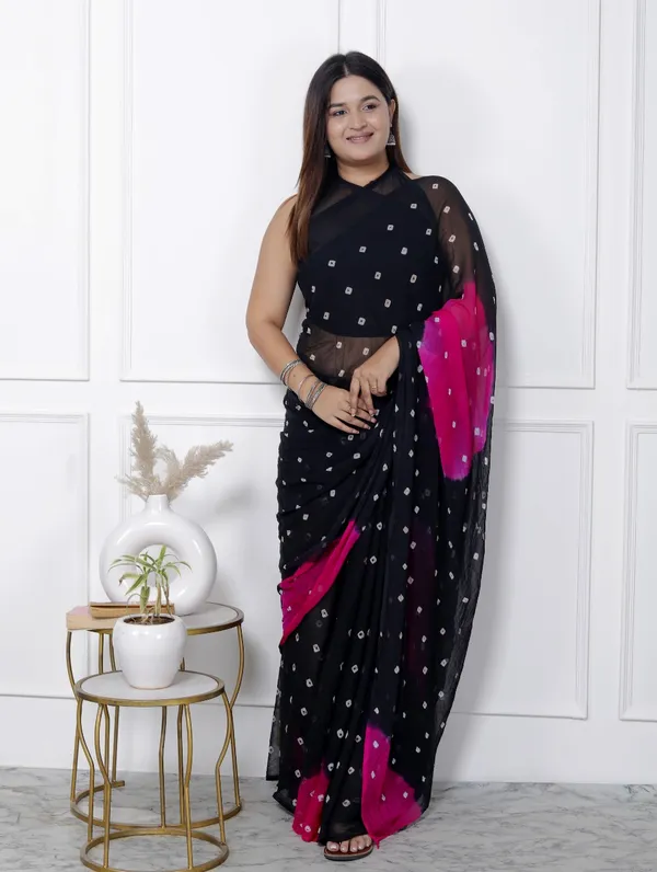 Black_Pure_Chiffon_Printed_Bandhani_Printed_Sarees_For_Women