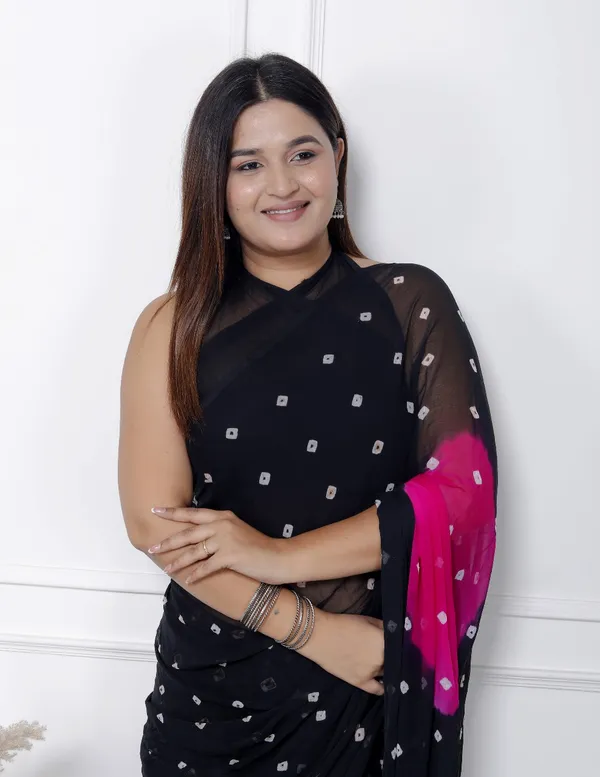Black_Pure_Chiffon_Printed_Bandhani_Printed_Sarees_For_Women