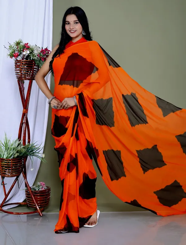 Black_Pure_Chiffon_Trendy_Checked_Saree_Chiffon_Sarees_For_Women