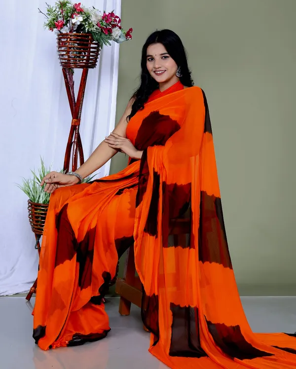 Black_Pure_Chiffon_Trendy_Checked_Saree_Chiffon_Sarees_For_Women