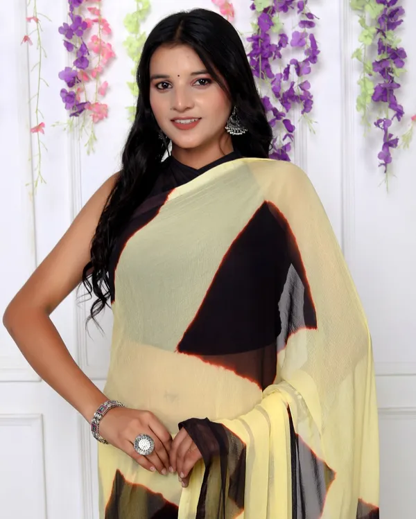 Brown_Pure_Chiffon_Trendy_Checked_Leheriya_Chiffon_Sarees_For_Women