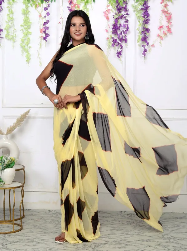 Brown_Pure_Chiffon_Trendy_Checked_Leheriya_Chiffon_Sarees_For_Women