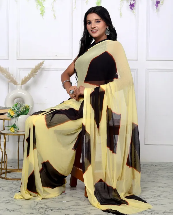 Brown_Pure_Chiffon_Trendy_Checked_Leheriya_Chiffon_Sarees_For_Women