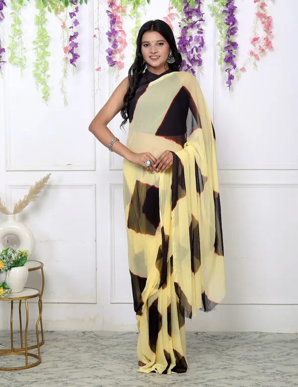 Brown_Pure_Chiffon_Trendy_Checked_Leheriya_Chiffon_Sarees_For_Women
