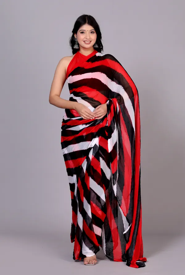 Red_Jaipuri_Leheriya_Printed_Pure_Chiffon_Saree_For_Women