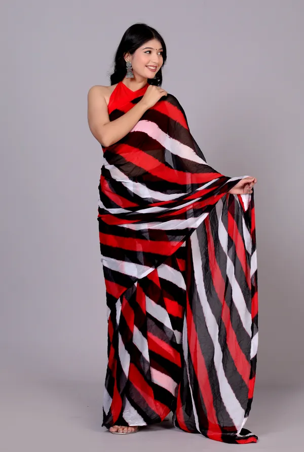 Red_Jaipuri_Leheriya_Printed_Pure_Chiffon_Saree_For_Women